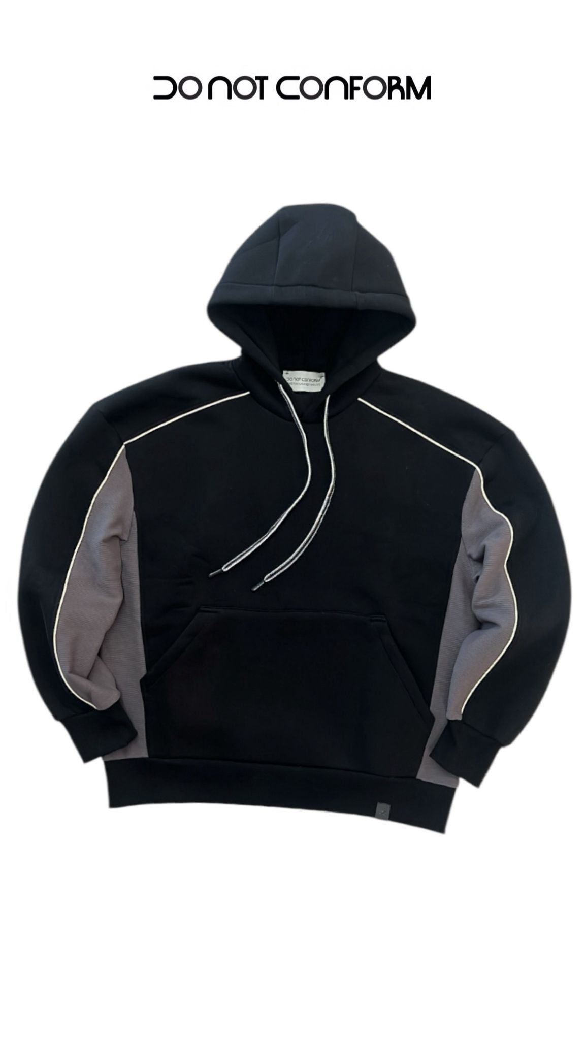 DOUBLE FABRIC BLACK HOODIE PROFILE