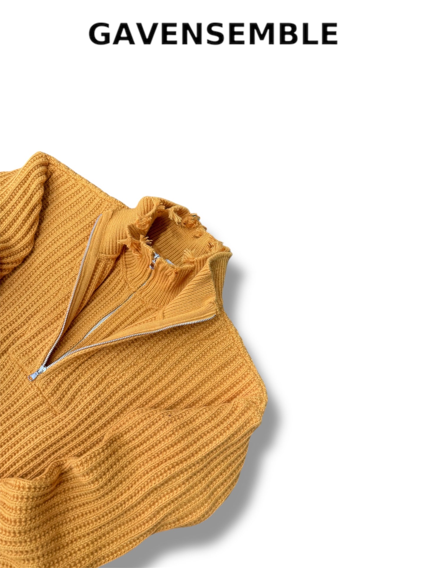 MUSTARD HALF DOUBLE ZIP SWEATER