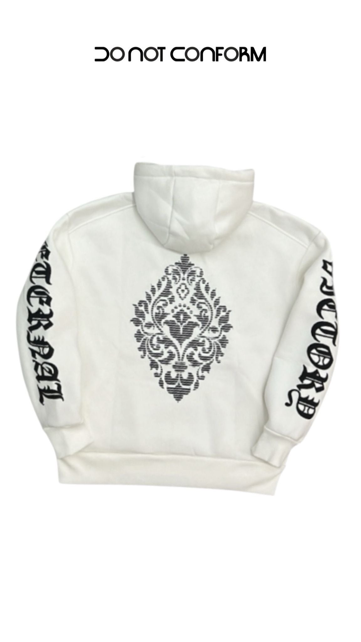 WHITE HOODIE PRINT ALL SIDES