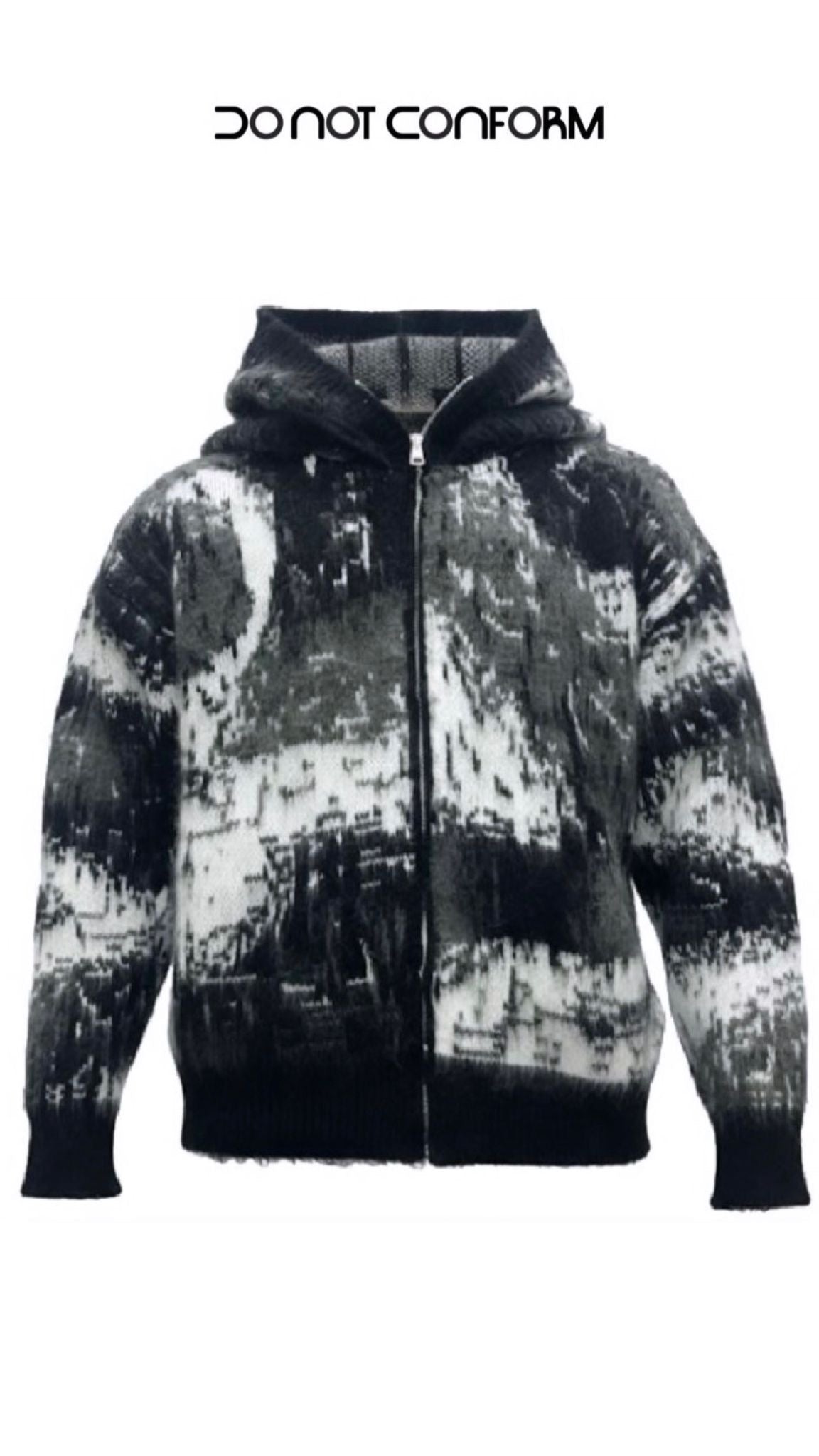 PULL ZIP DOUBLE HOOD BLACK