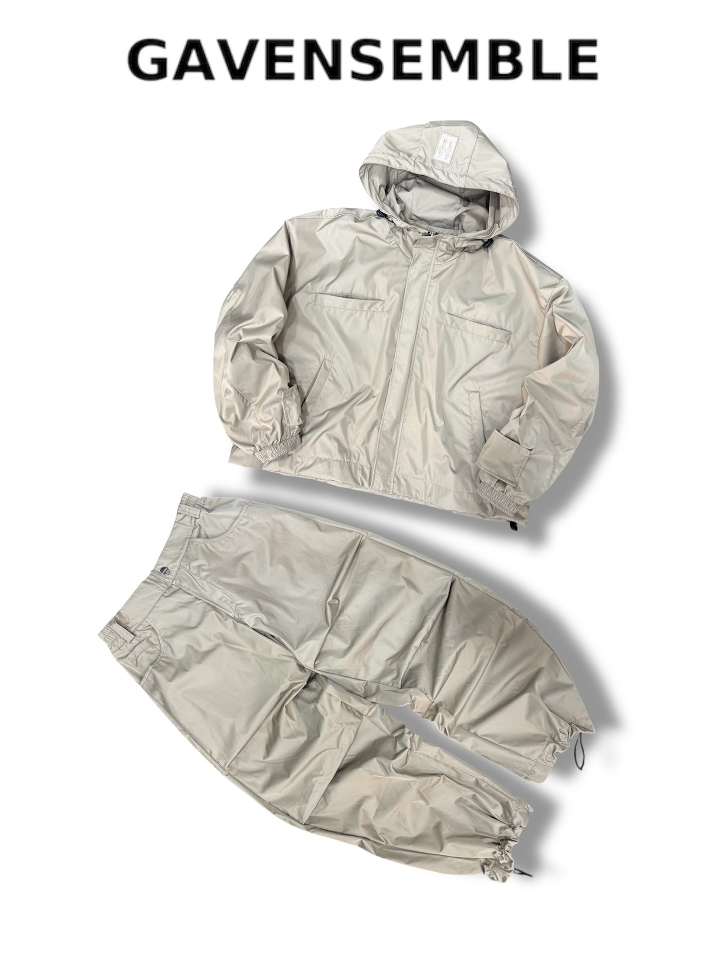 BEIGE NYLON CROPPED JACKET