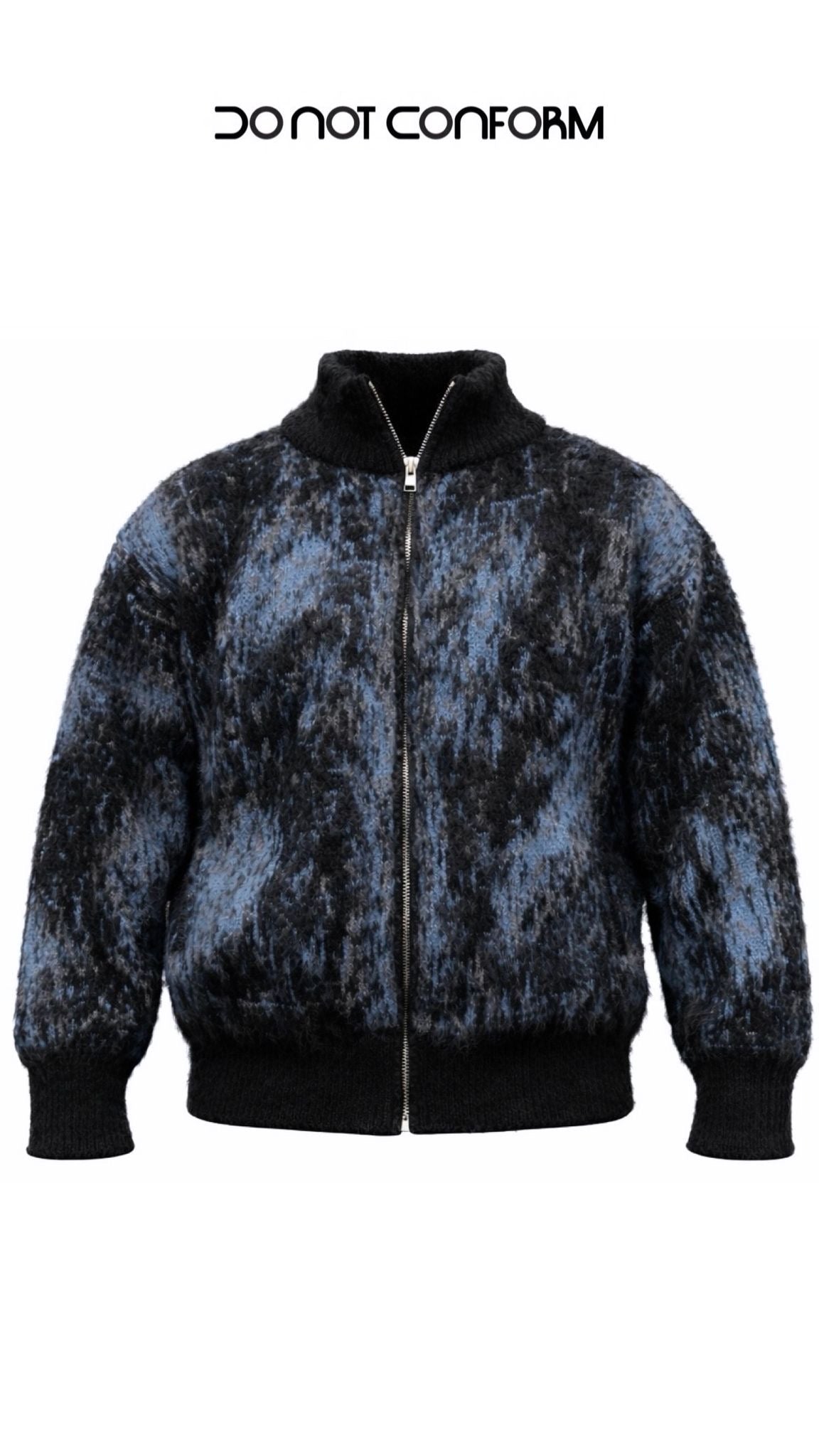 PULL ZIP BLACK BRUSHED WOOL