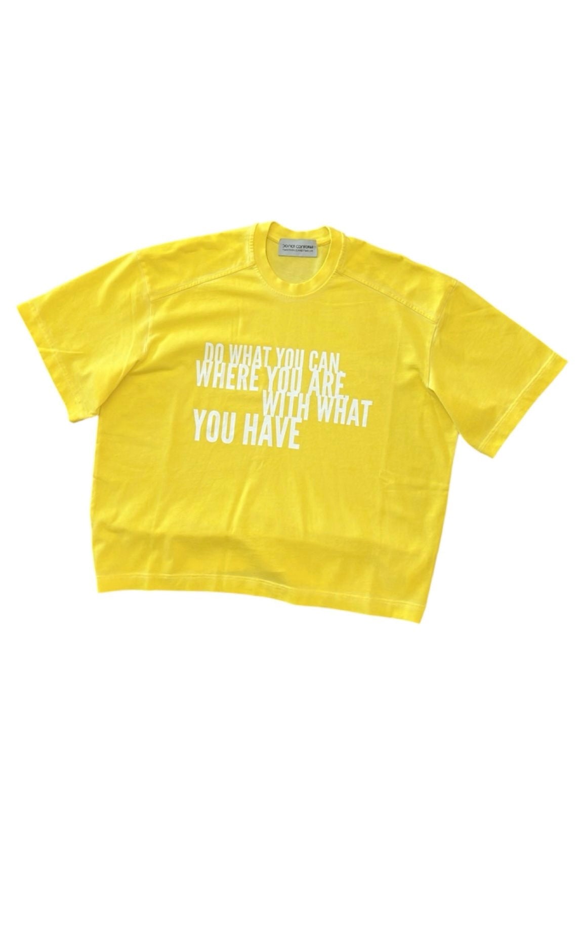 YELLOW WASHED CROPPED TEE