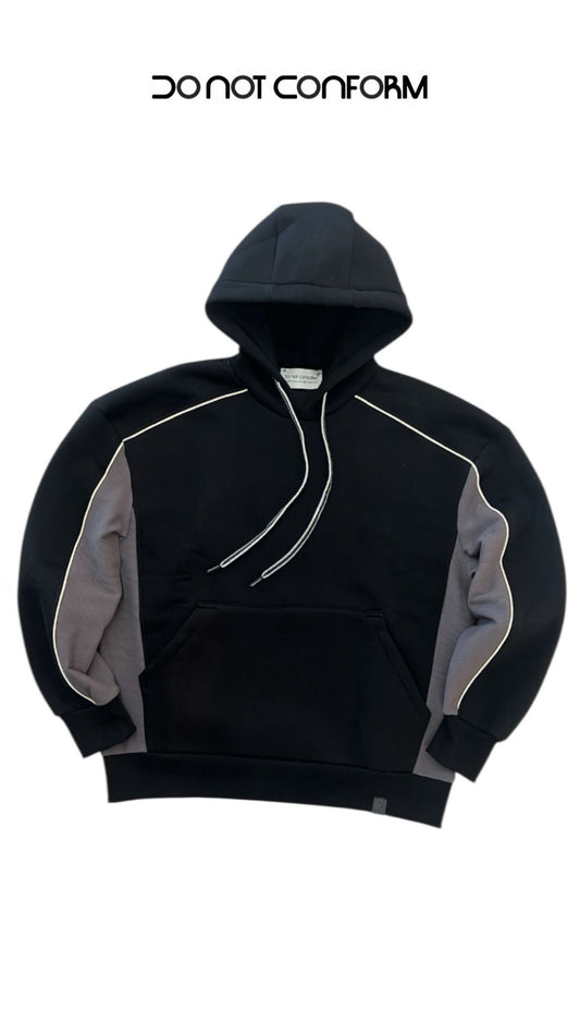 DOUBLE FABRIC BLACK HOODIE PROFILE