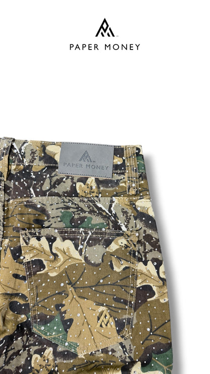 PAPER MONEY PEARL CRYSTALIZED CAMO PANTS