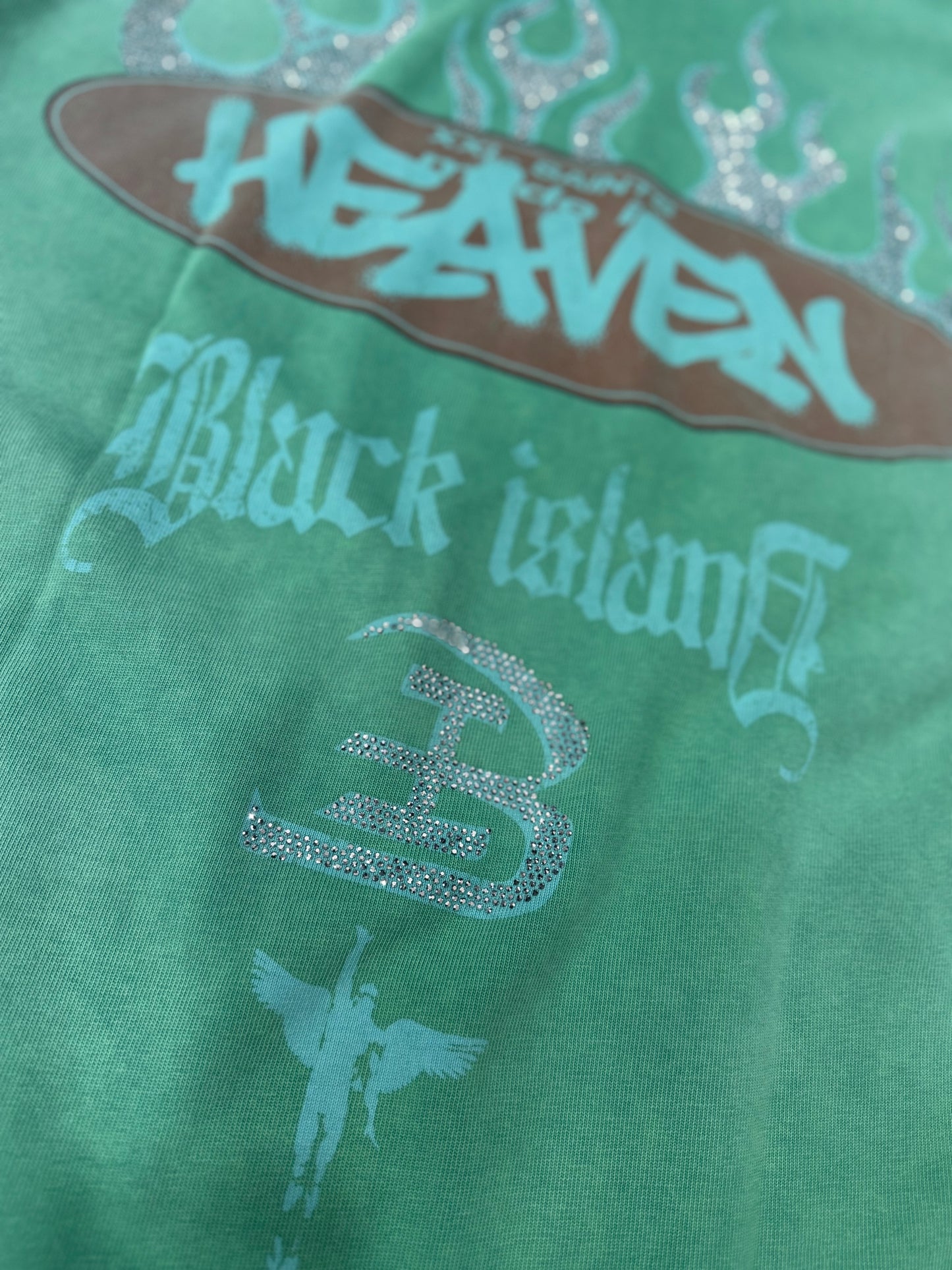 WASHED CRUCIFED MINT GREEN TEE BLACK ISLAND
