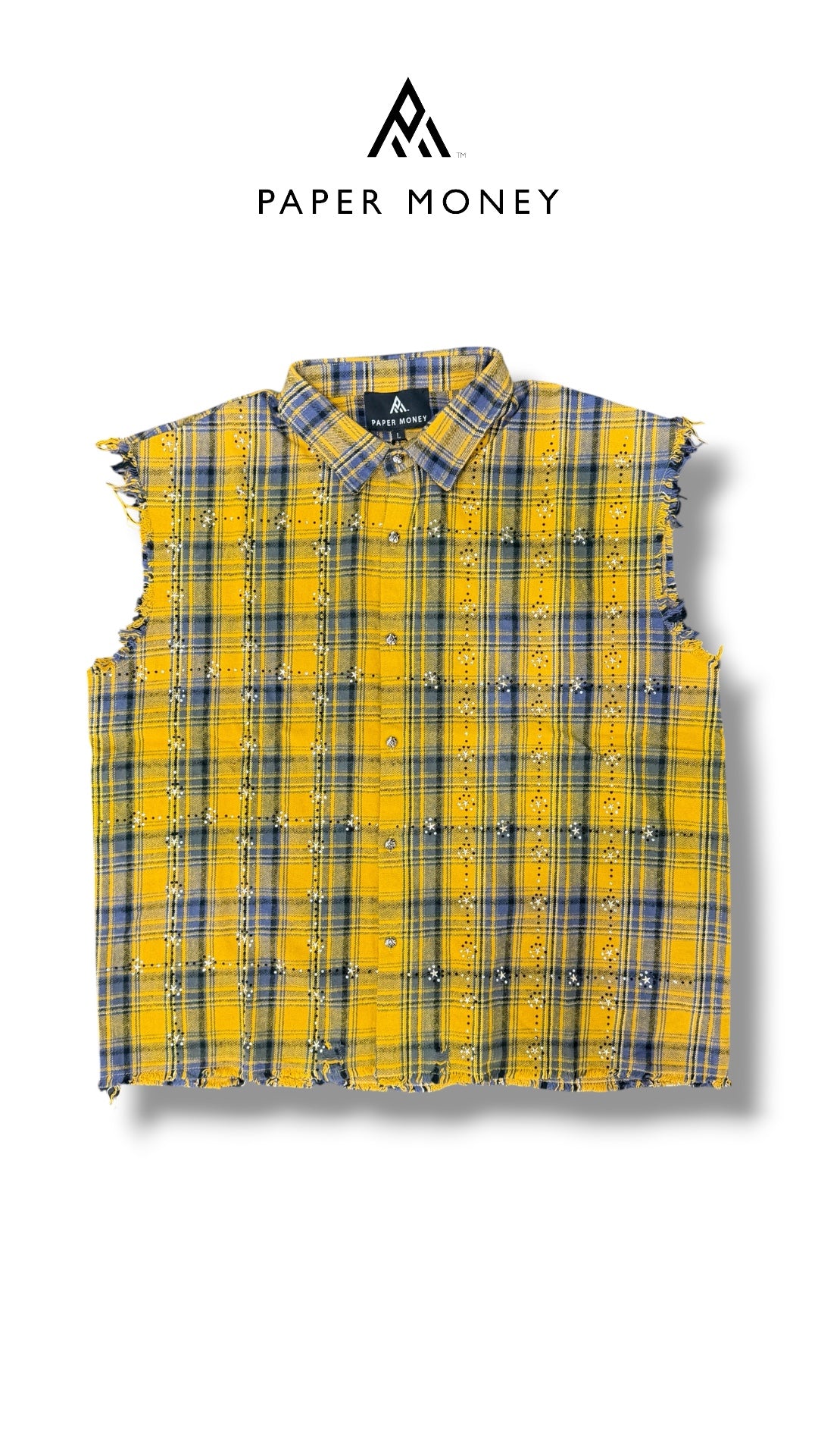 PAPER MONEY RHINESTONE FLANNEL SLEEVELESS GOLD