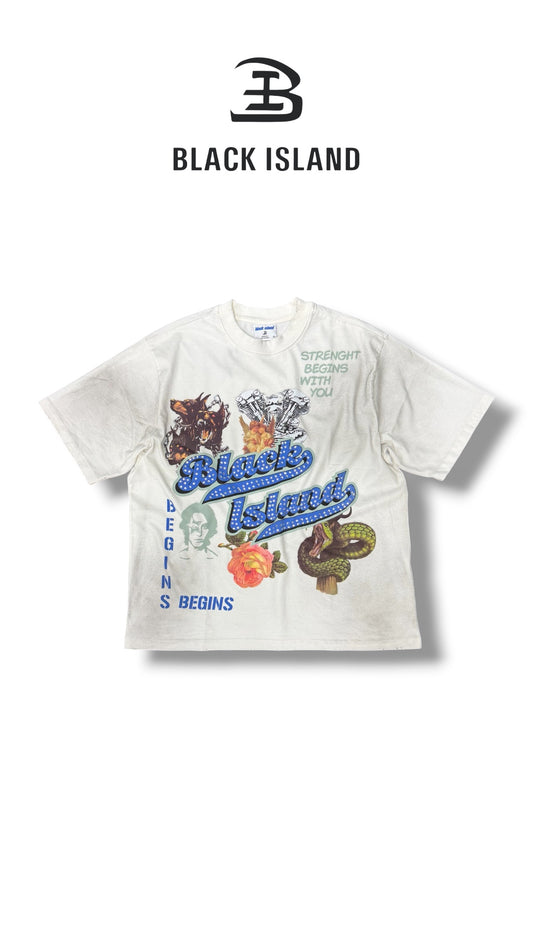 STRENGHT BEGING WITH YOU WHITE TEE BLACK ISLAND 2033