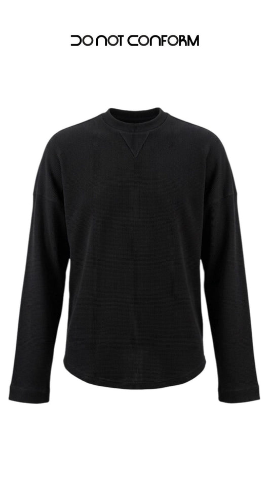 WAFFLE BLACK DONOT LONG SLEEVE 3038