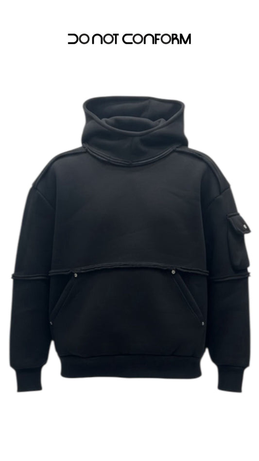 BLACK BALACLAVA HOODIE CARGO