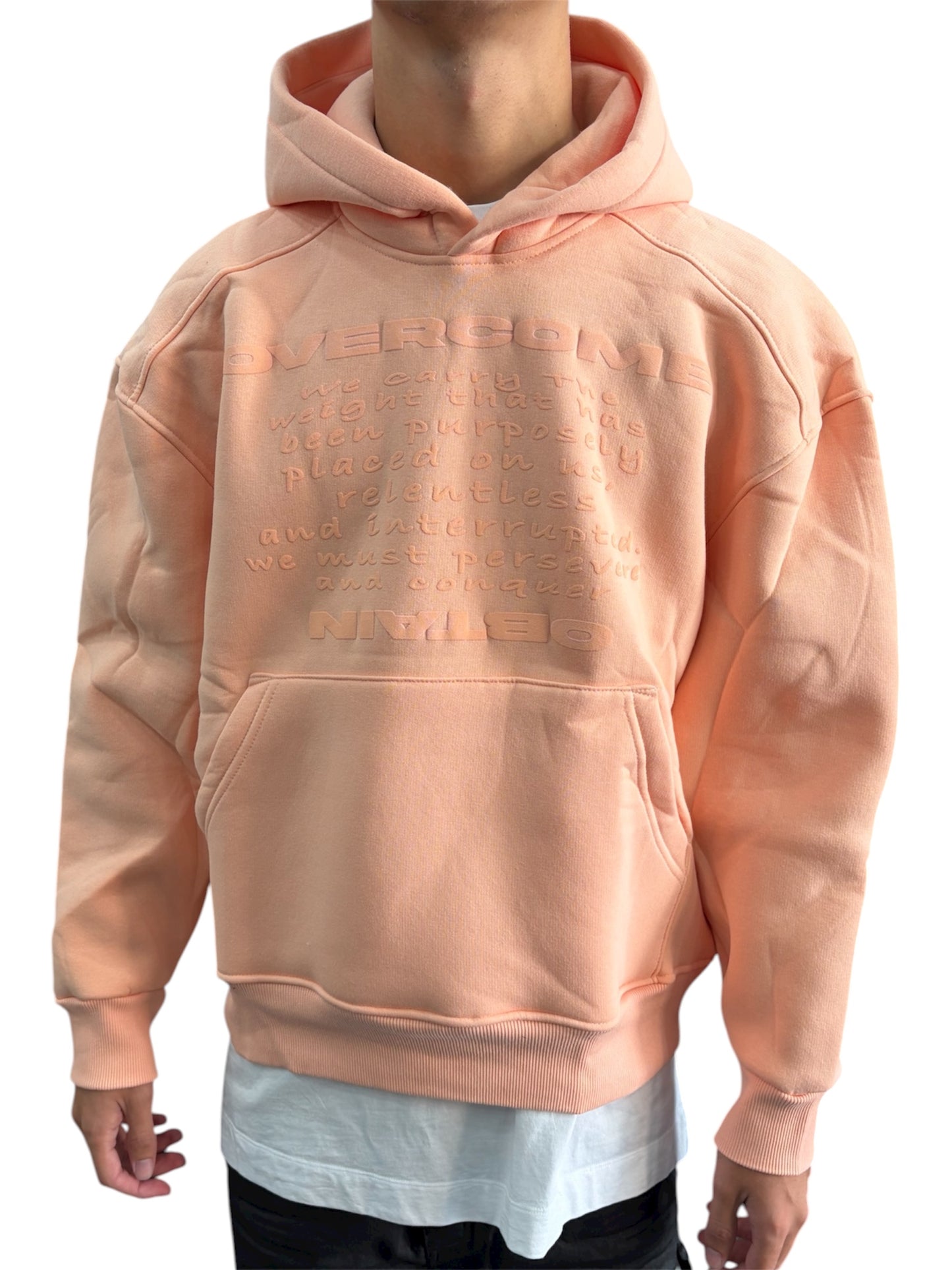 HOODIE-PRINT OVERCOME PEACH