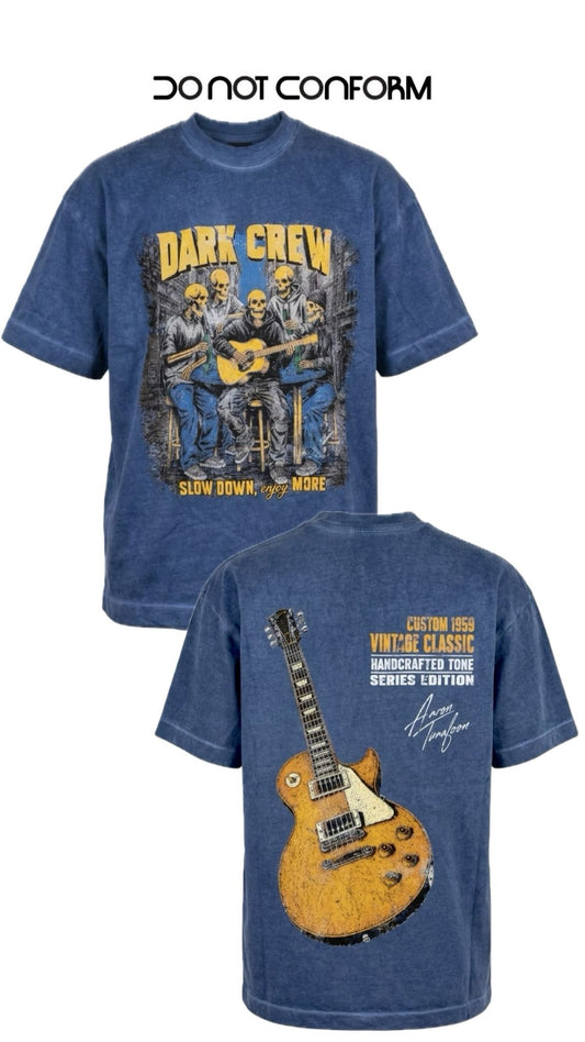 DARK CREW BLUE WASHED TEE 3071