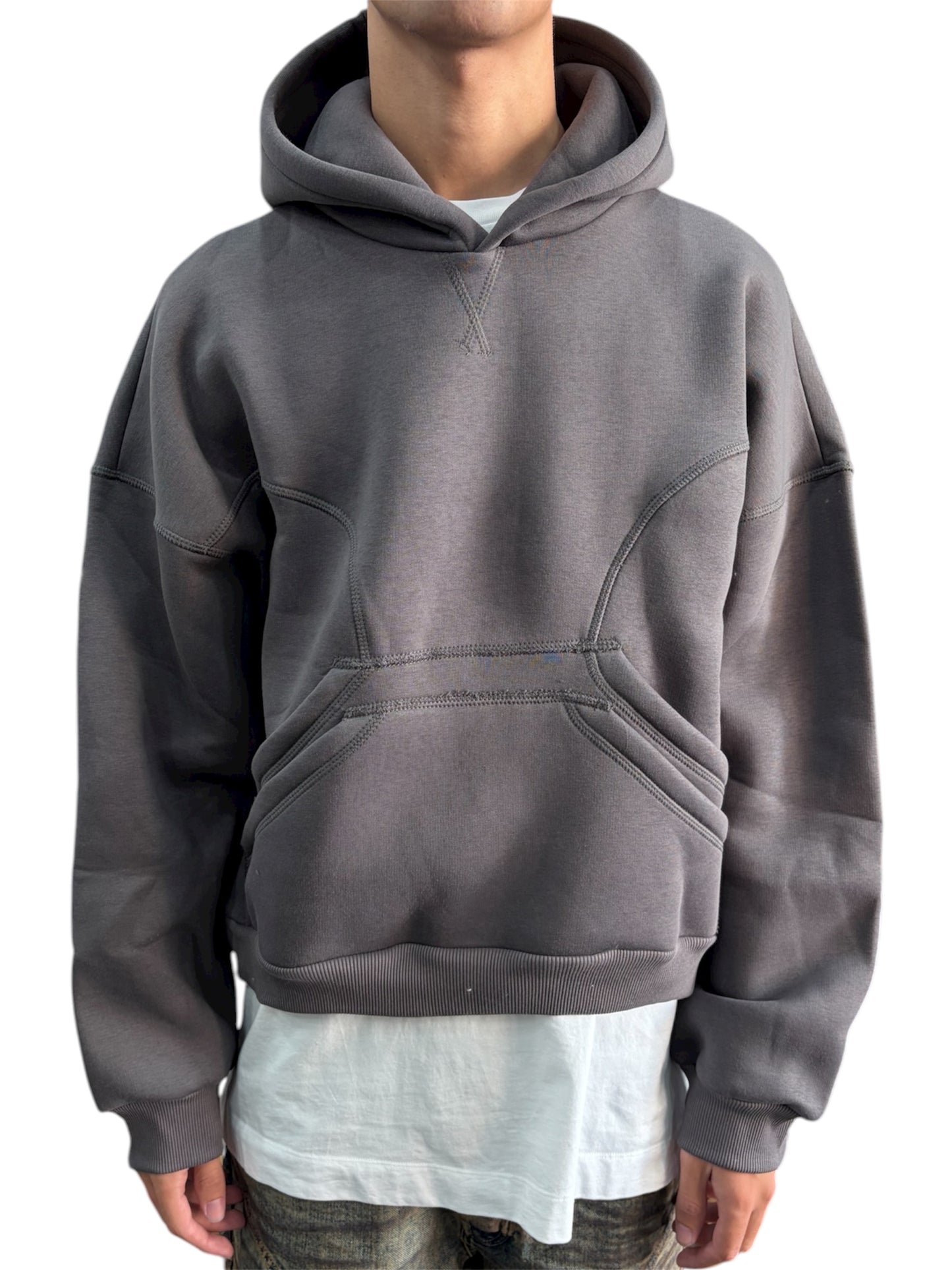 HOODIE STITCHING-DOUBLE POUCH LEAD