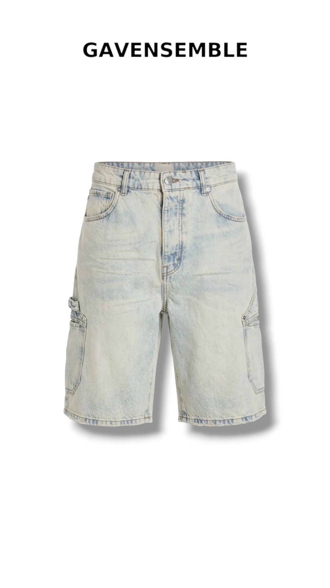 LIGHT WASH SANDBLASTED CARGO SHORTS 380