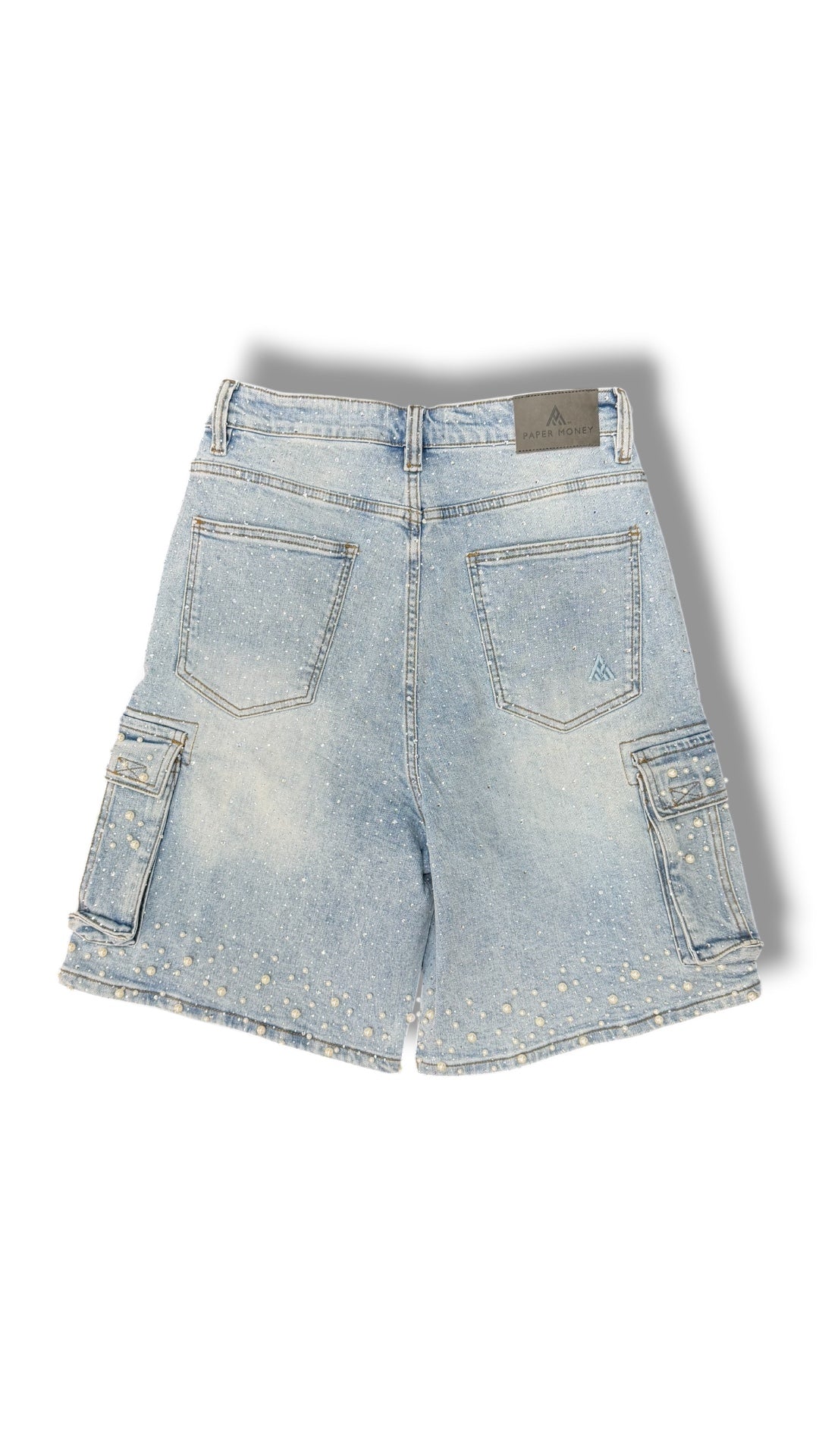 PAPER MONEY PEARL CRYSTAL SHORTS BLUE