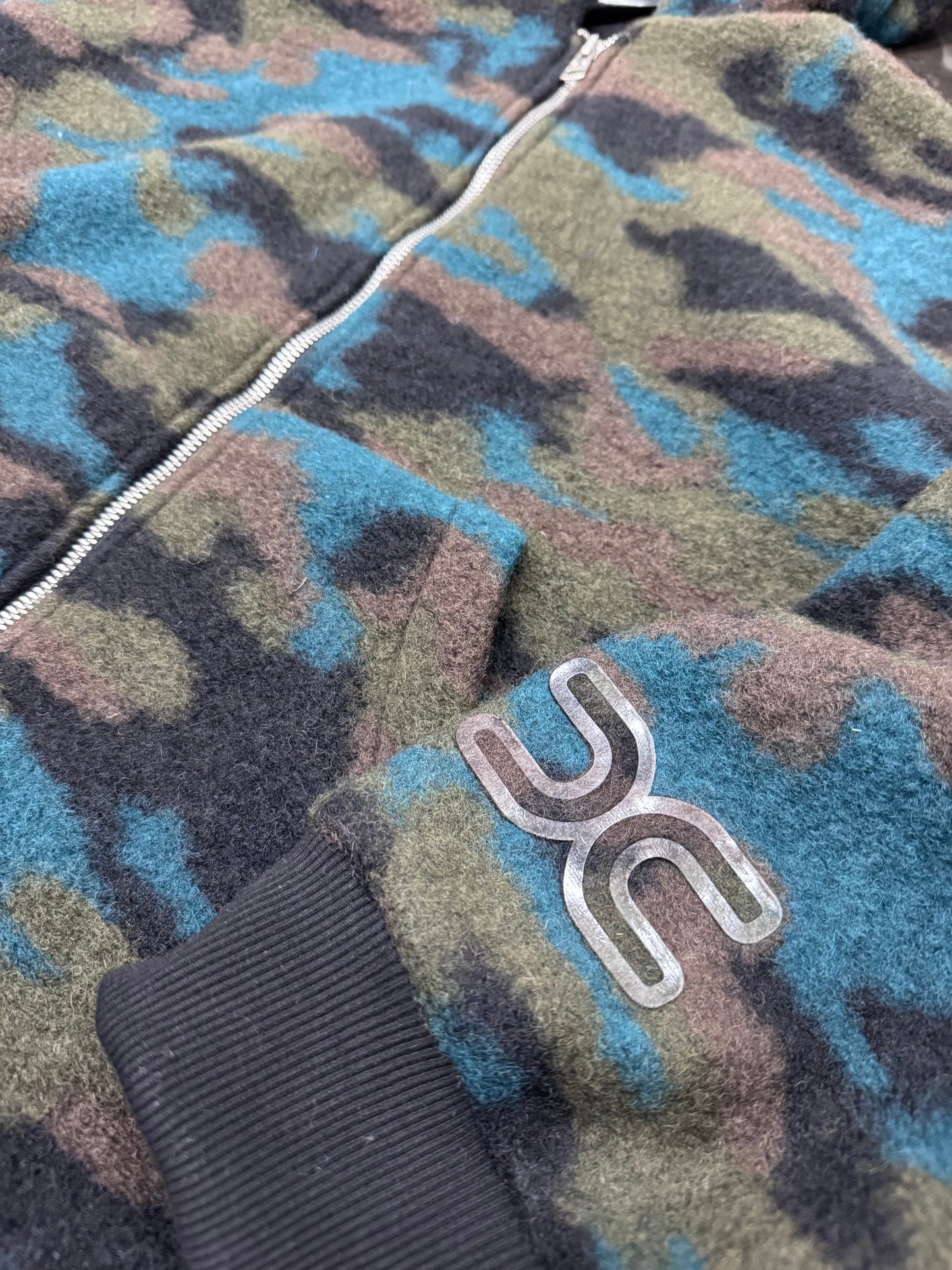 GREEN CAMOUFLAGE WOOL HOODIE