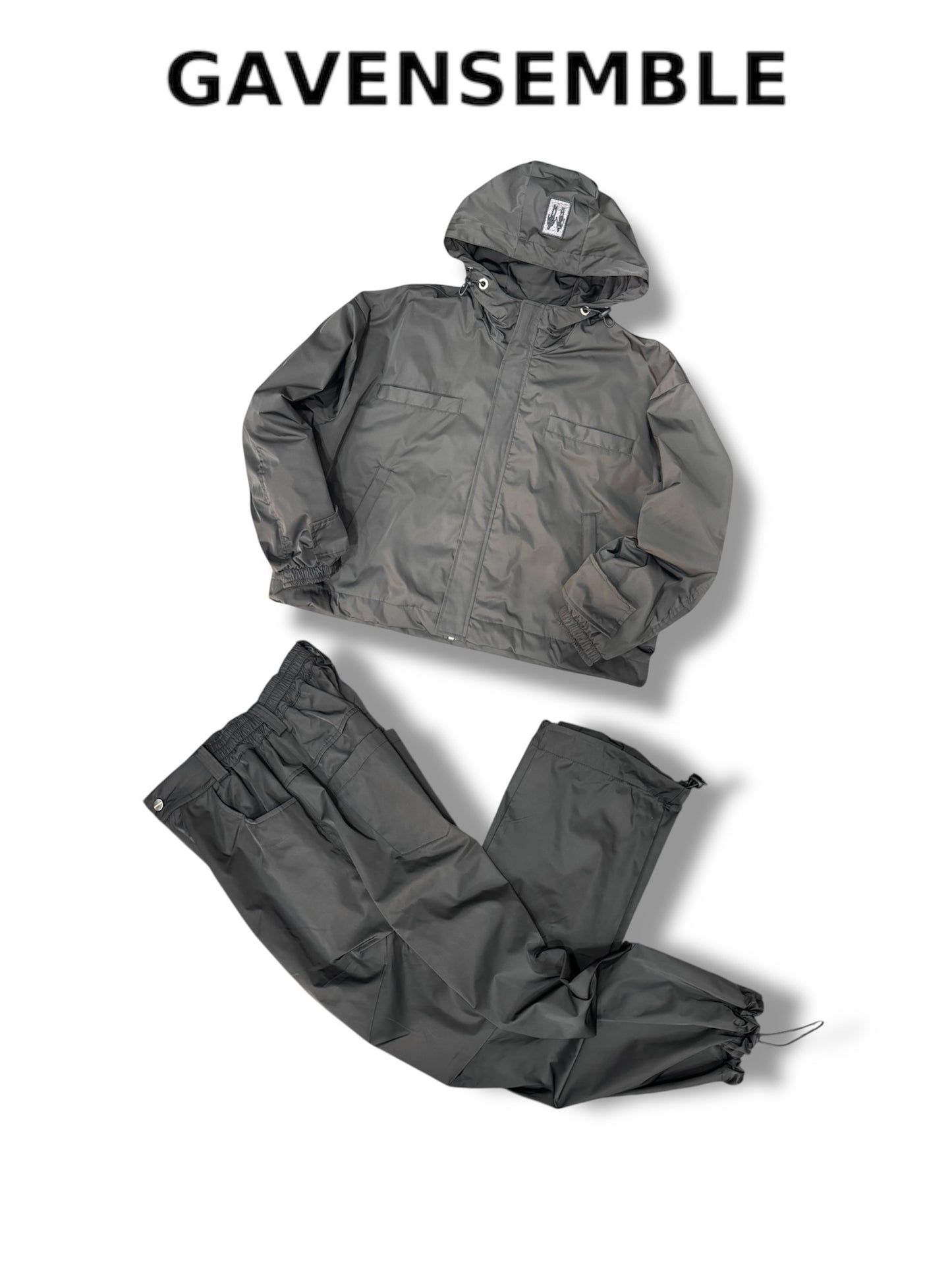 BLACK NYLON CROPPED JACKET