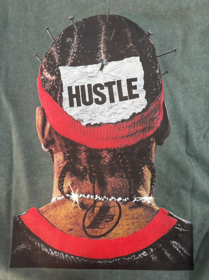 HUSTLE GREEN WASHED TEE 3072