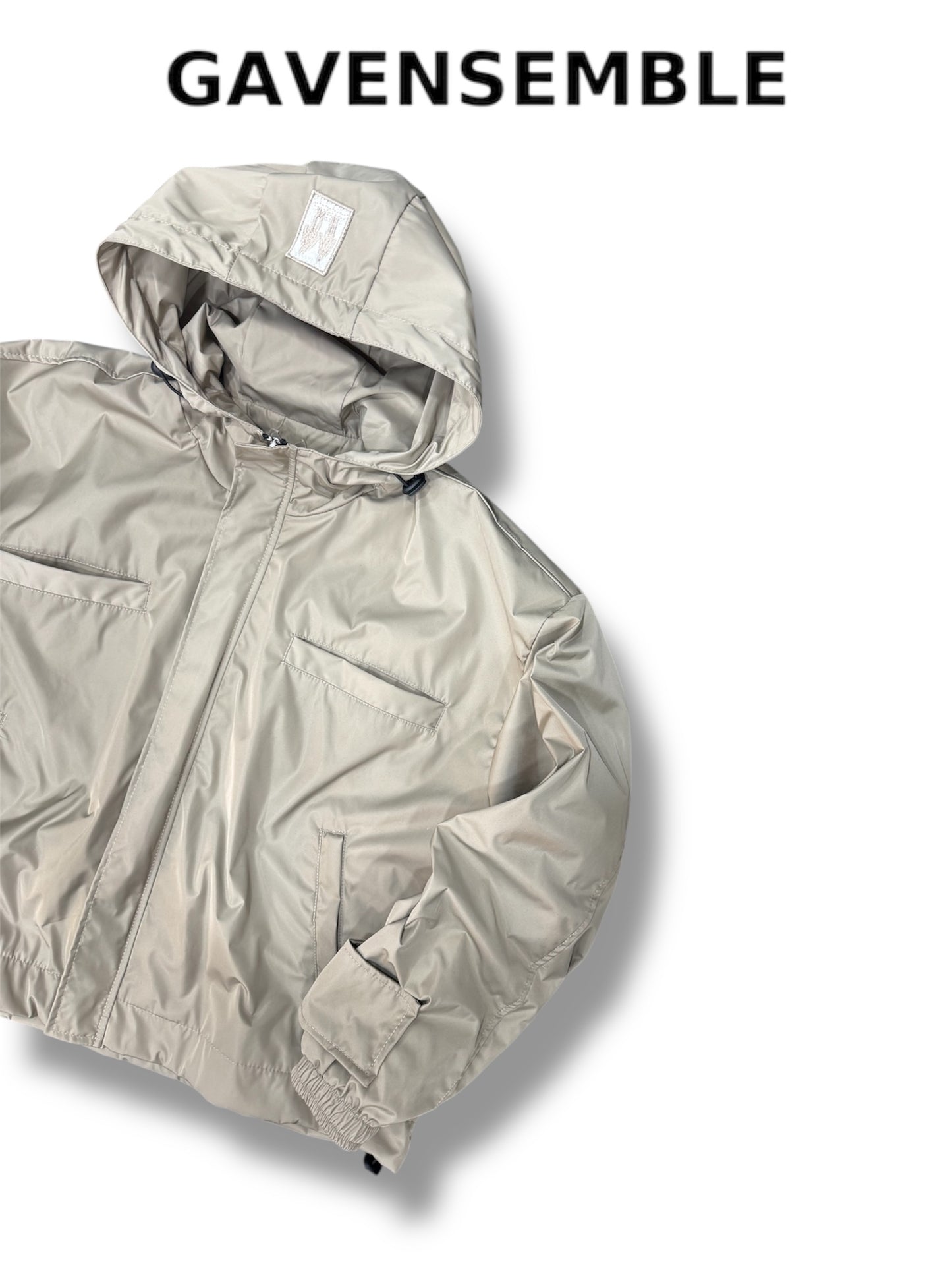 BEIGE NYLON CROPPED JACKET