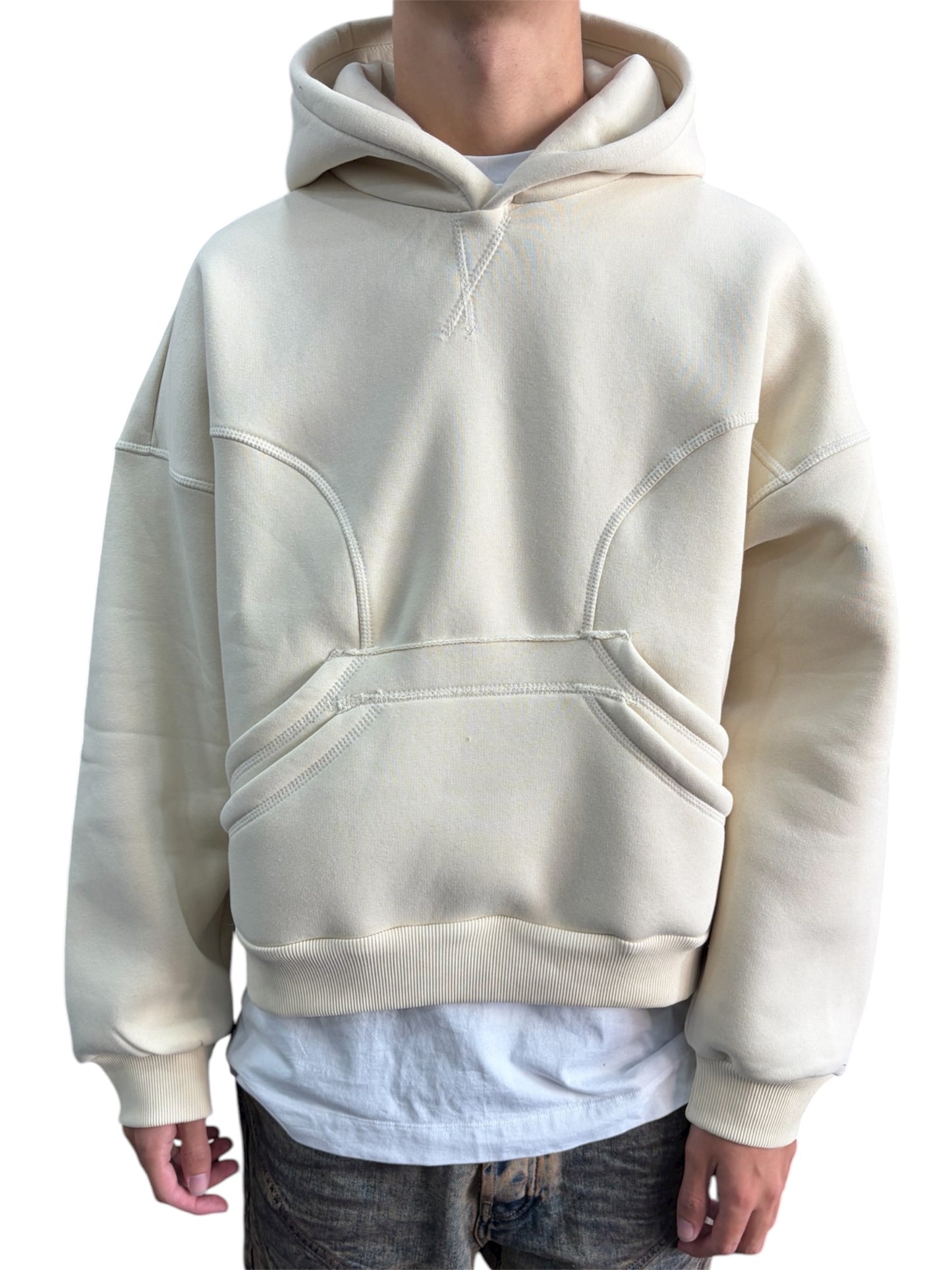 HOODIE STITCHING-DOUBLE POUCH BUTTER