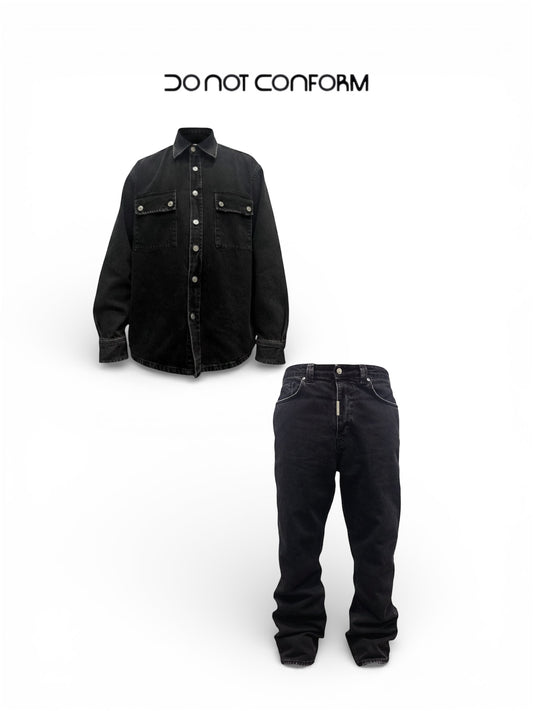 DENIM COORDSET WASH DARK GREY 7040/7010