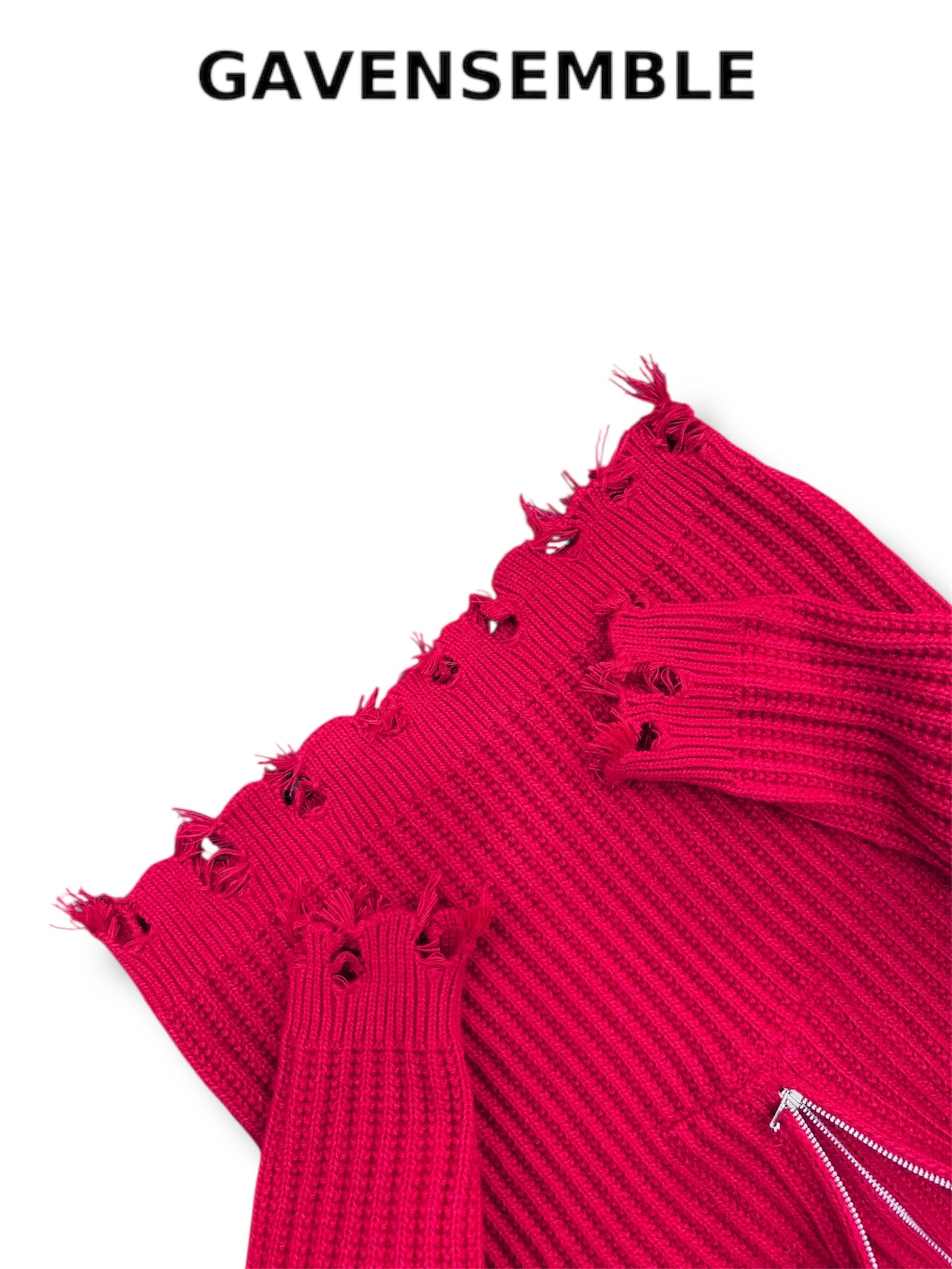 RED HALF DOUBLE ZIP SWEATER