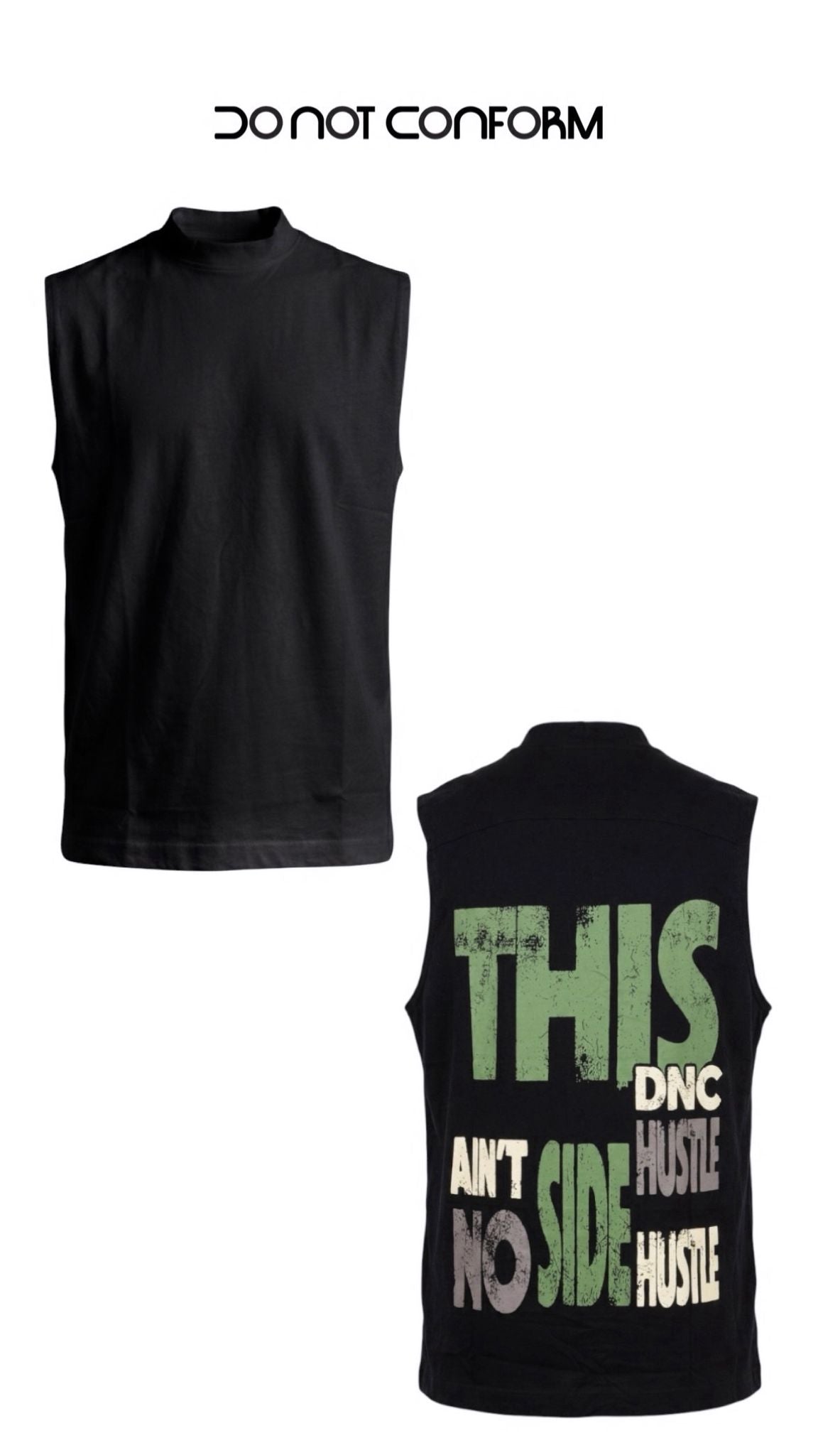 HUSTLE MIMETIC SLEEVE BLACK TEE 1010