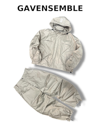 BEIGE NYLON CROPPED JACKET