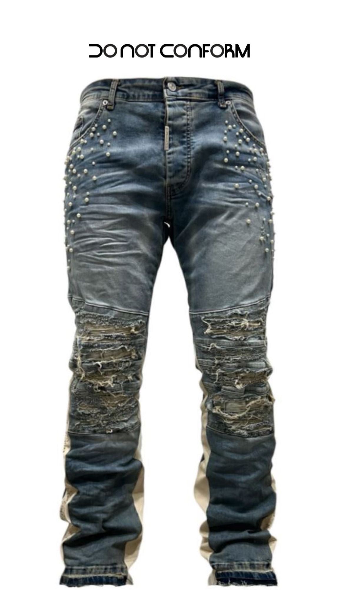 FLARE DENIM PEARLS AND RHINESTONES 600