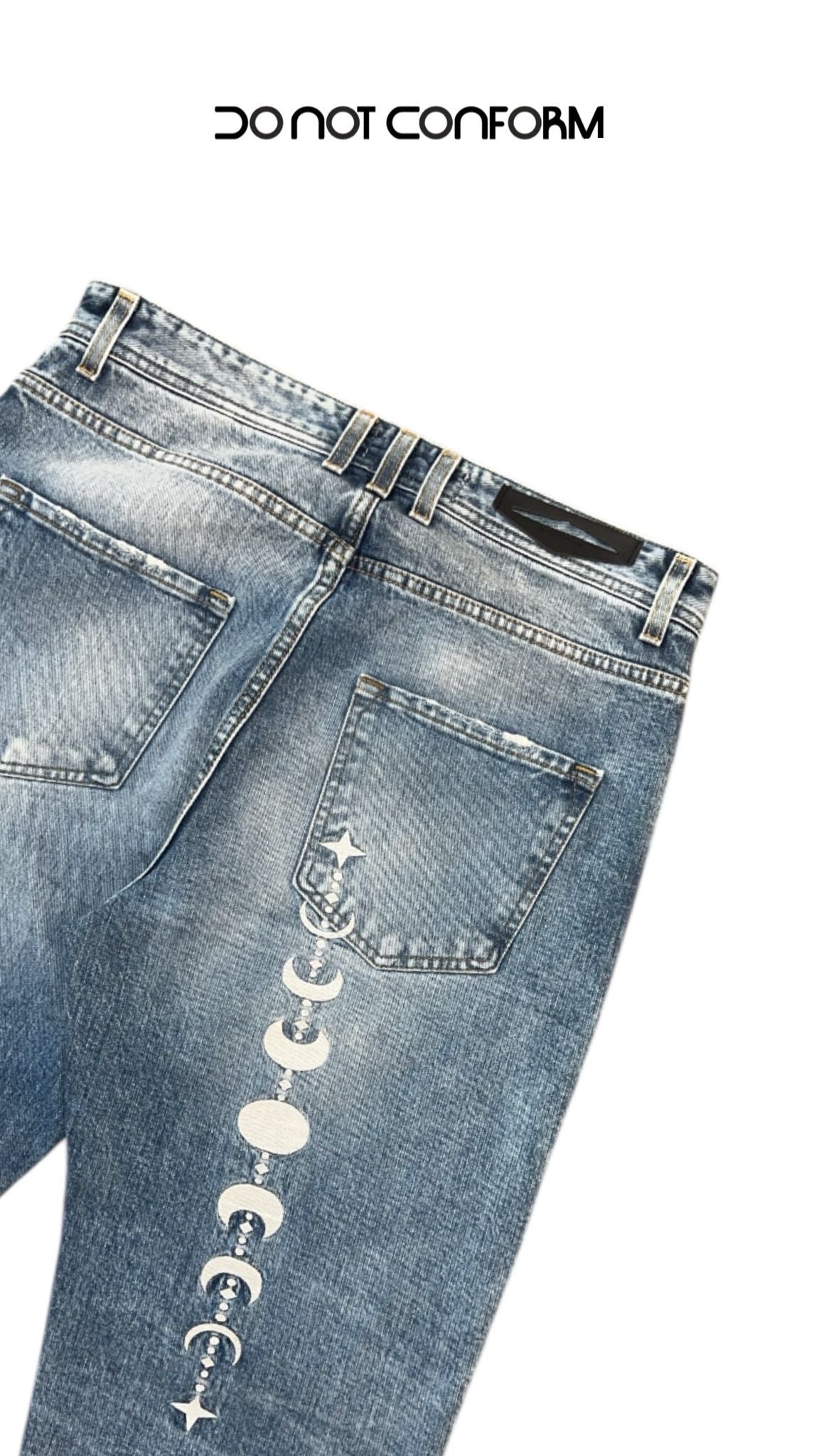 BAGGY BLUE EMBROIDERED-TRIBAL MOON