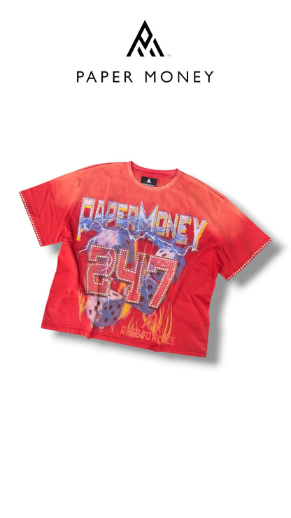 PAPER MONEY RED ROLLING 247 TEE