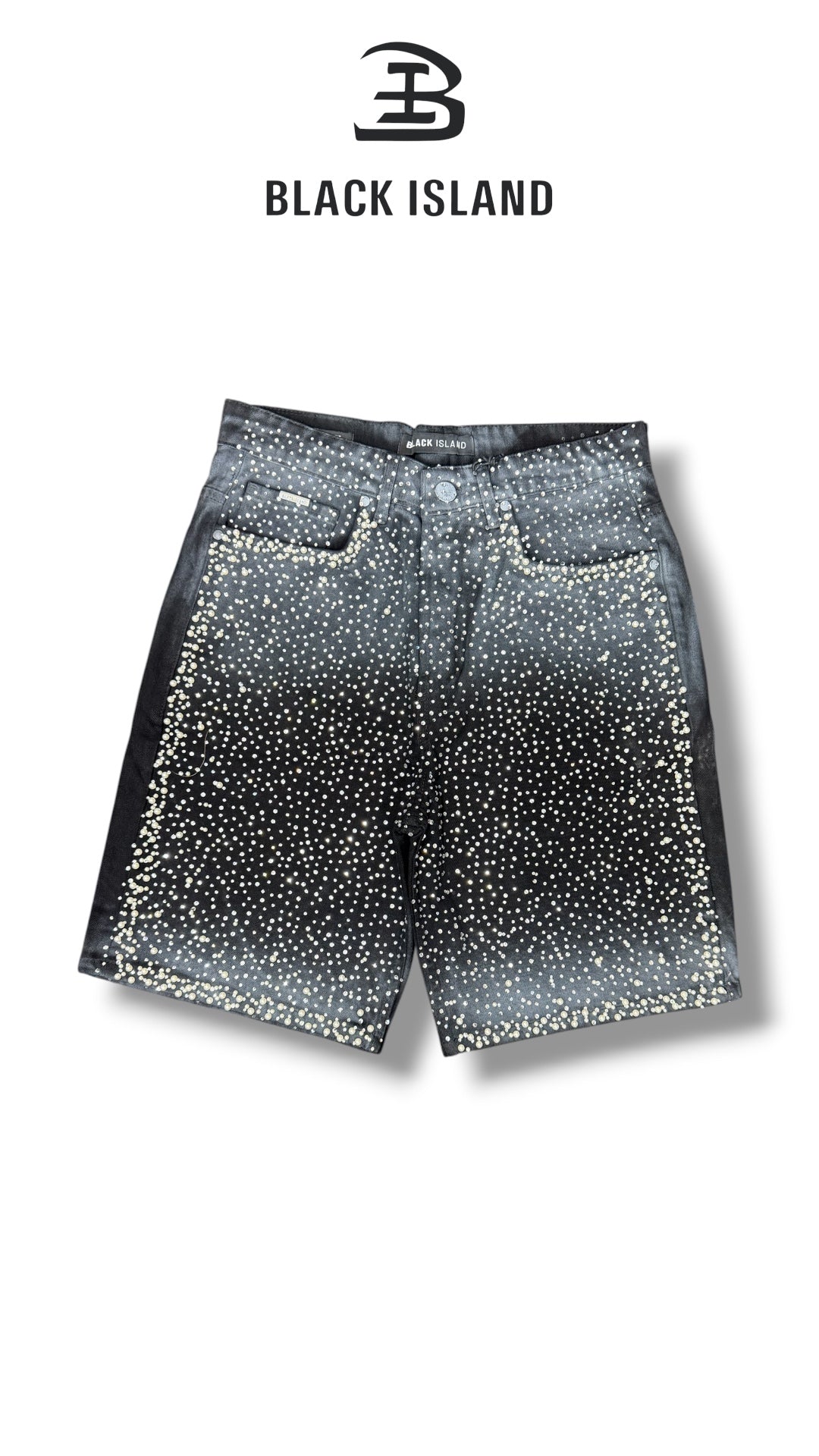 SHORTS DENIM WASH STRASS