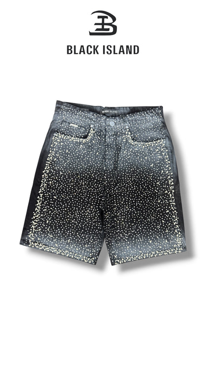 SHORTS DENIM WASH STRASS