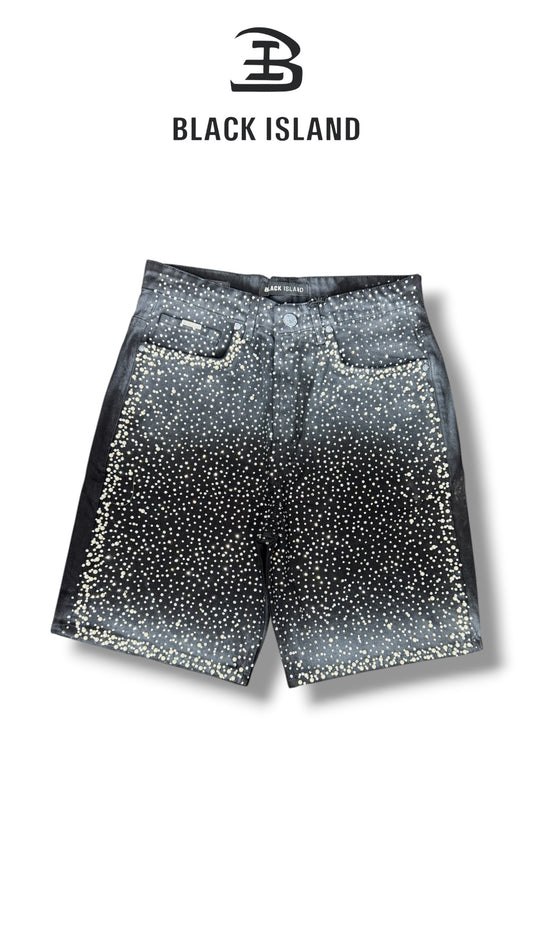 SHORTS DENIM WASH STRASS