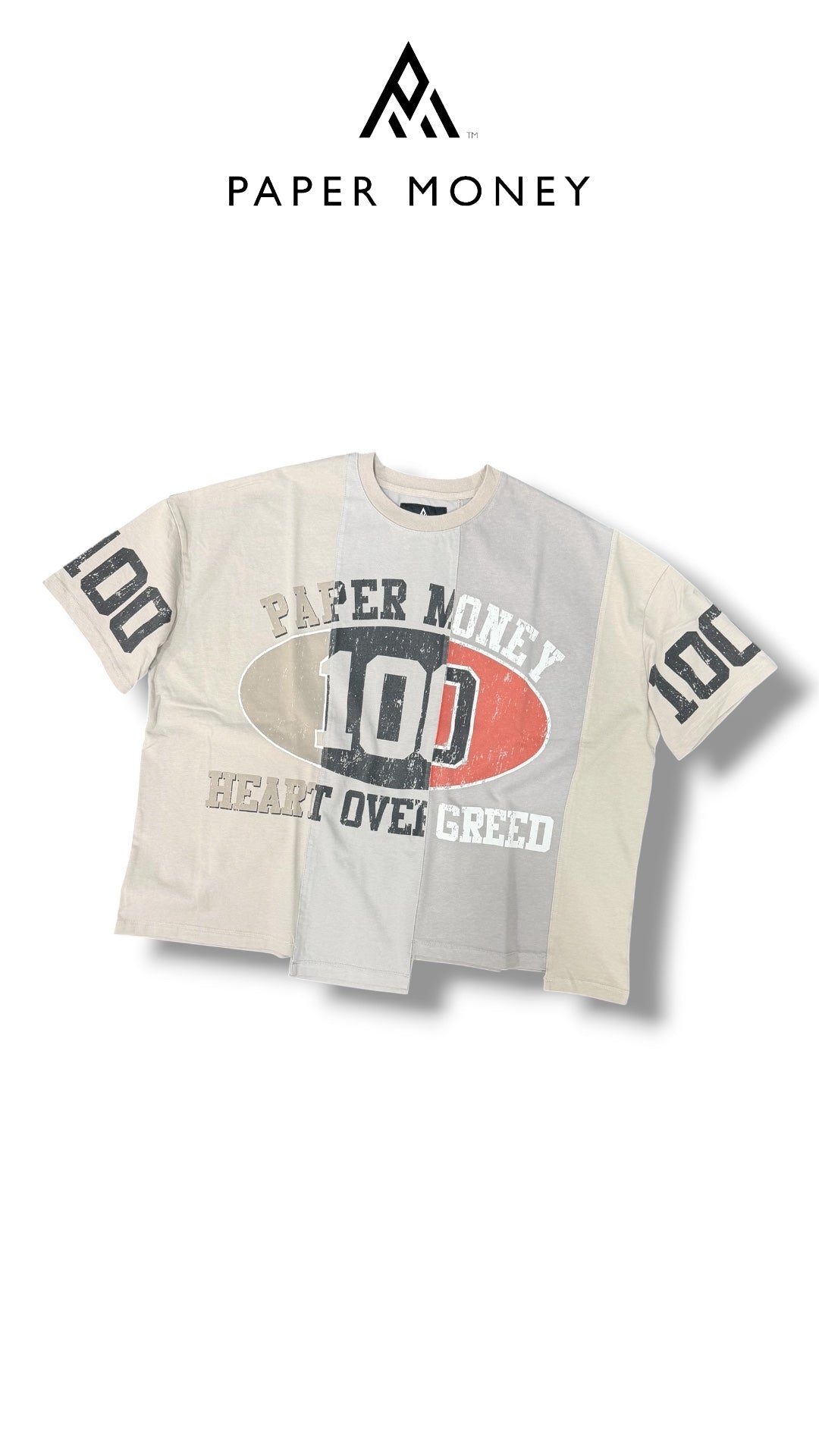 HEART OVER GREED PANEL SHIRT GREY
