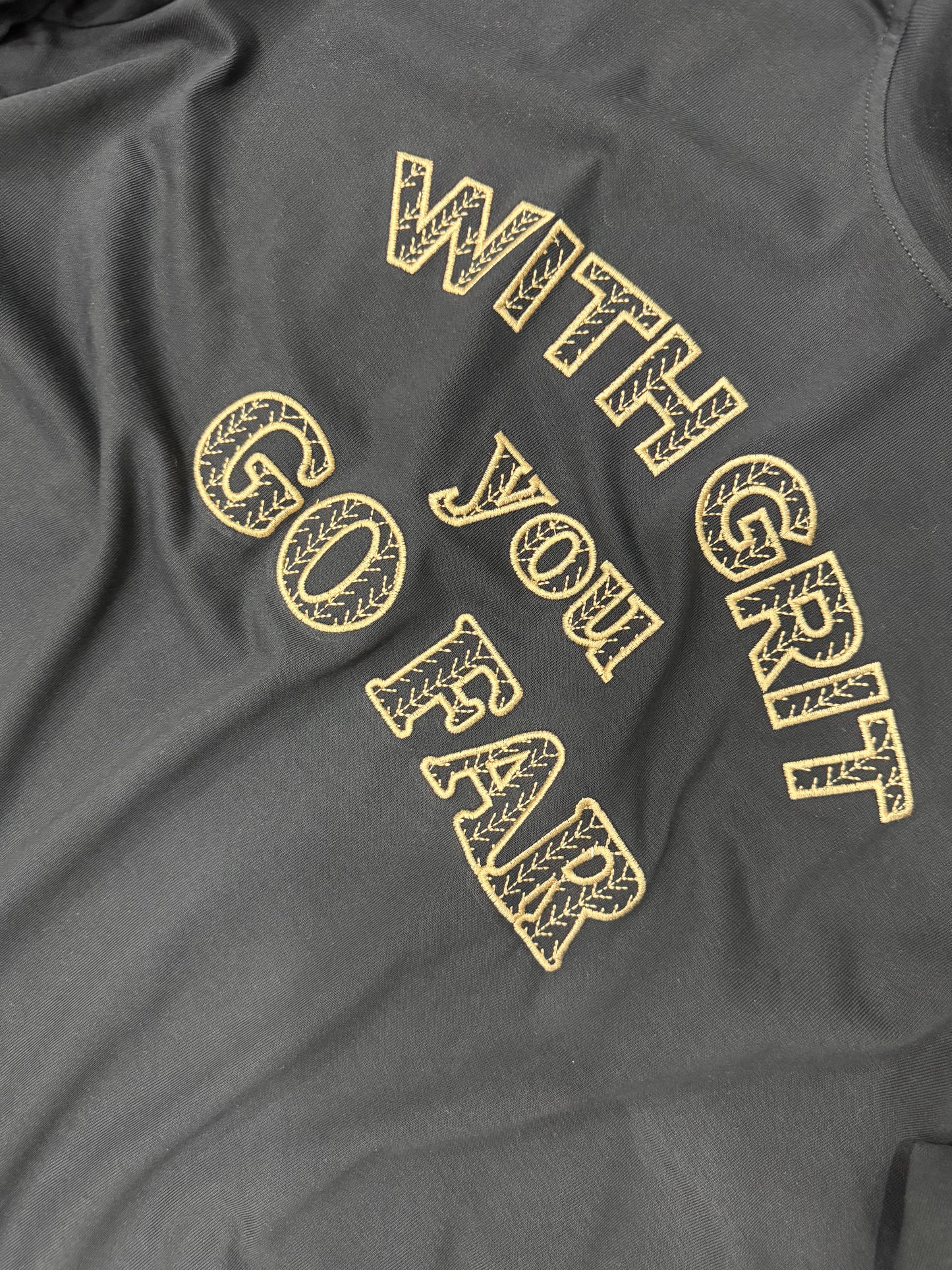WITH GRIT YOU GO FAR BLACK TEE