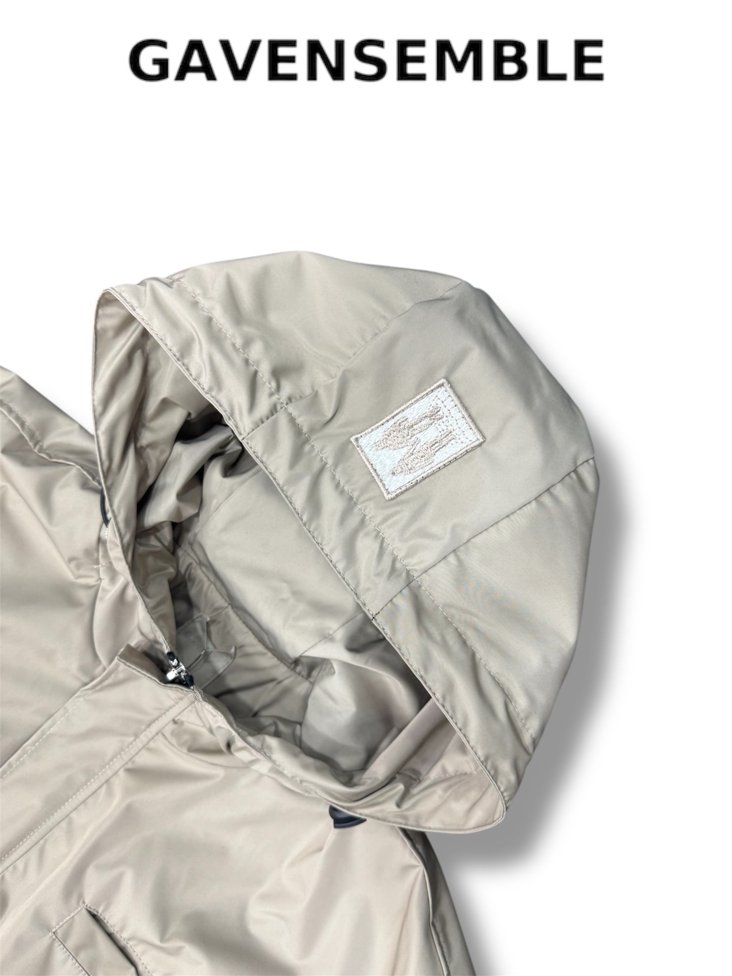 BEIGE NYLON CROPPED JACKET