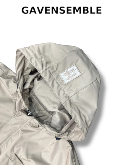 BEIGE NYLON CROPPED JACKET