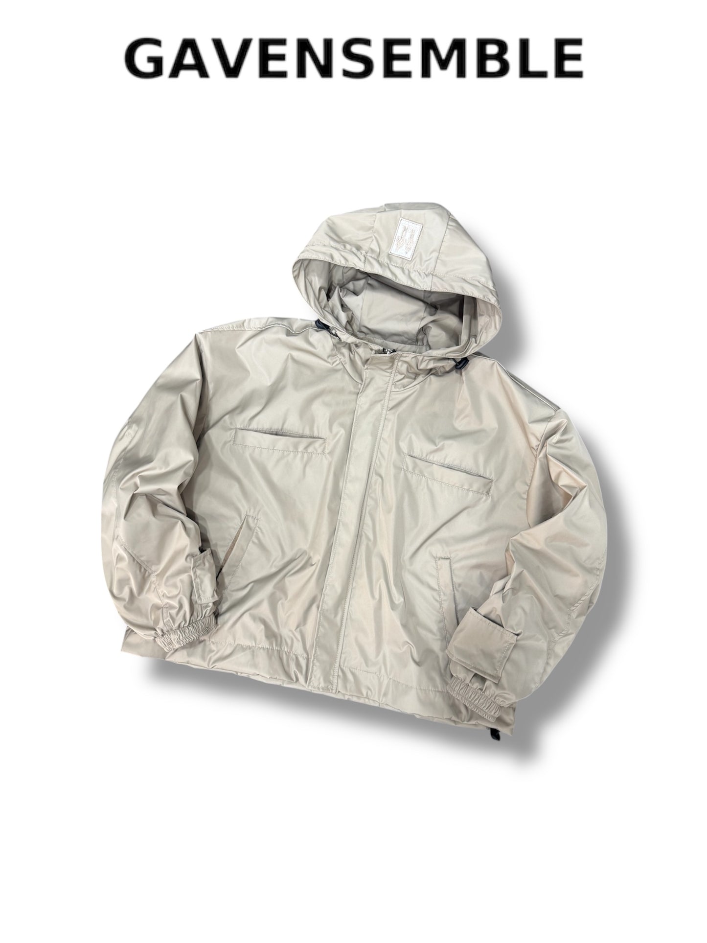 BEIGE NYLON CROPPED JACKET