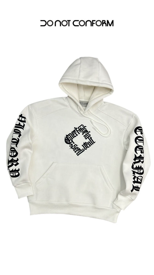WHITE HOODIE PRINT ALL SIDES