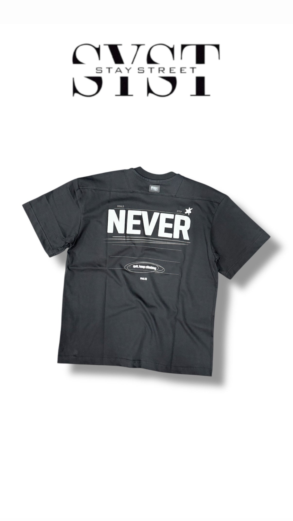 BLACK TEE NEVER 7016