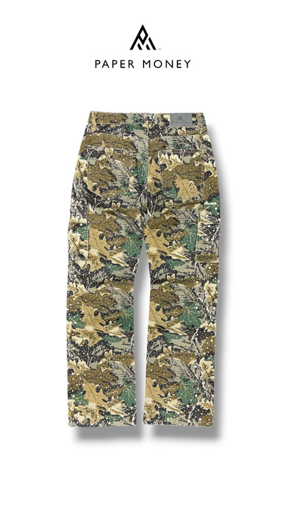 PAPER MONEY PEARL CRYSTALIZED CAMO PANTS