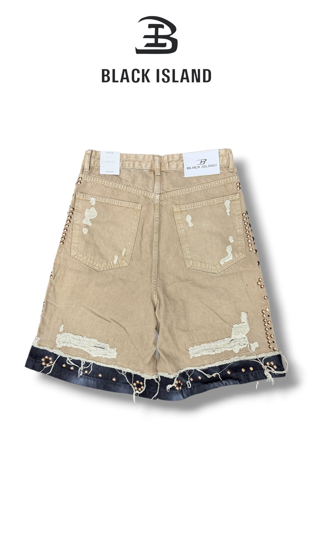 STUDDED SHORTS DESTROY BLACK ISLAND 17469