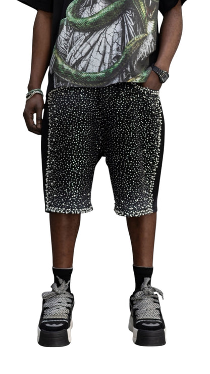 SHORTS DENIM WASH STRASS