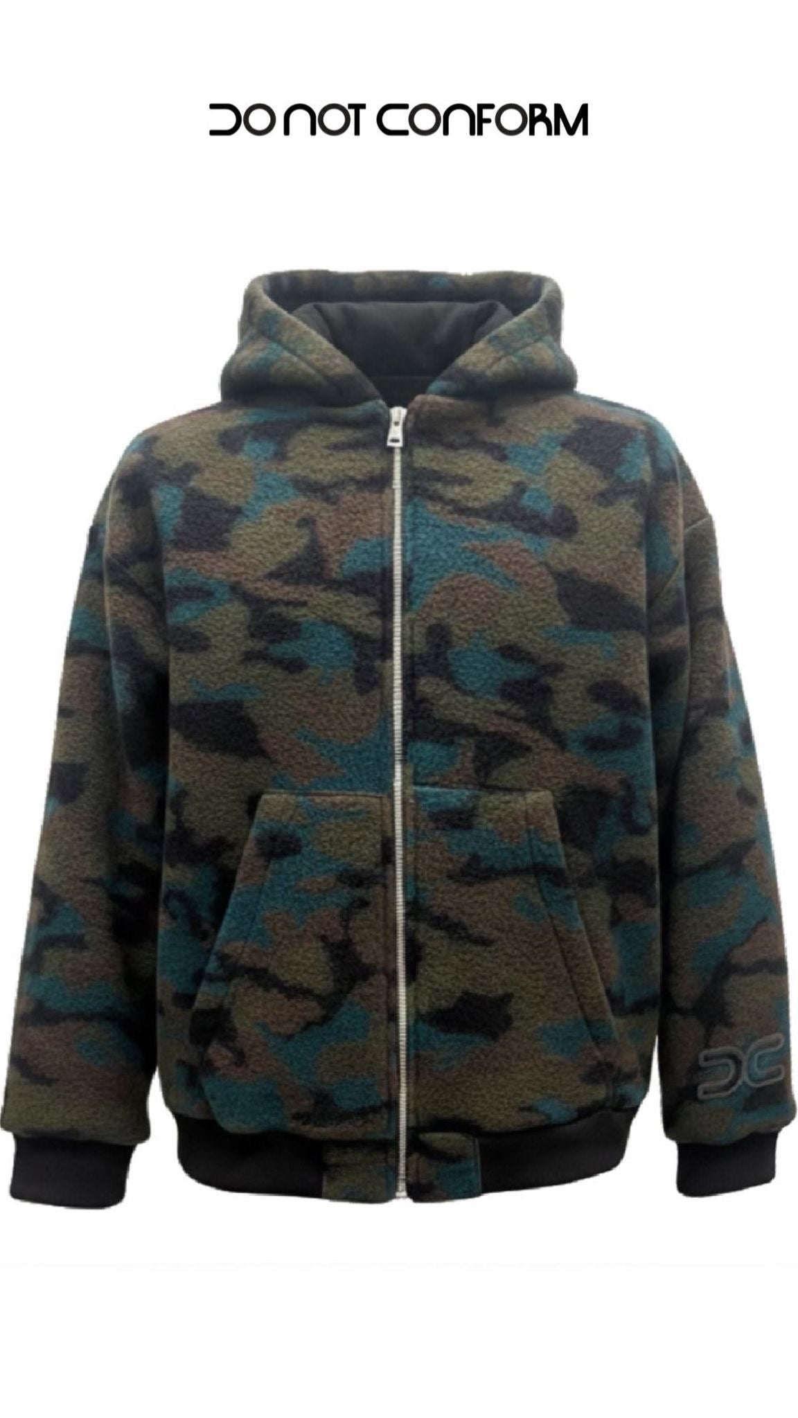 GREEN CAMOUFLAGE WOOL HOODIE