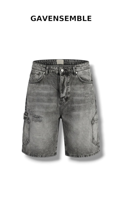 ACID WASH GRIGIO CARGO SHORTS 400
