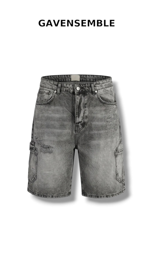 ACID WASH GRIGIO CARGO SHORTS 400
