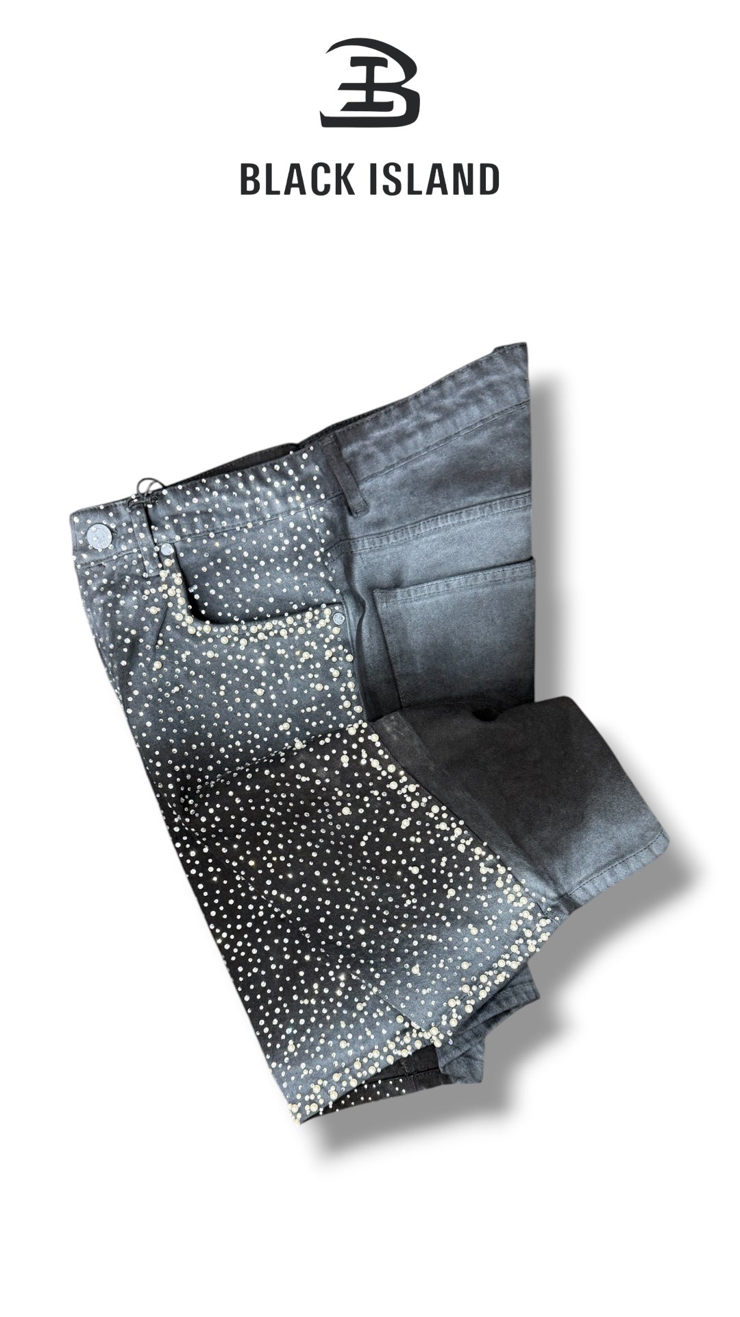 SHORTS DENIM WASH STRASS