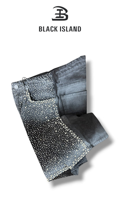 SHORTS DENIM WASH STRASS