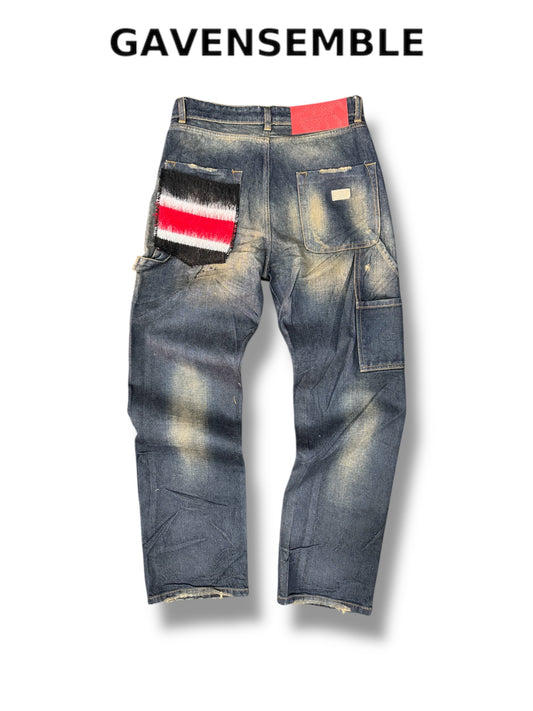 BAGGY DOUBLE POUCH BLACK/RED